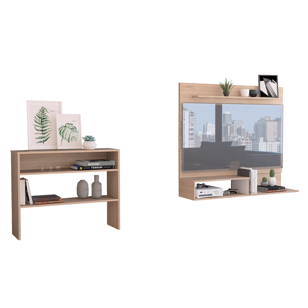 Panel TV + Arrimo Beijing Color Rovere Para Sala De Estar